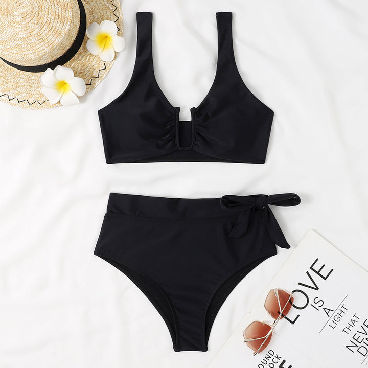 Damen Bikini-Set mit elegantem Knotendesign und hoch taillierter Hose Drune