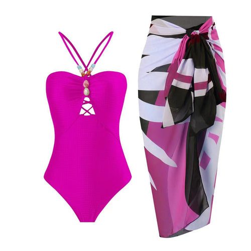 Damen Badeanzug mit trendigem Cut-Out und elegantem Wickelrock Drune