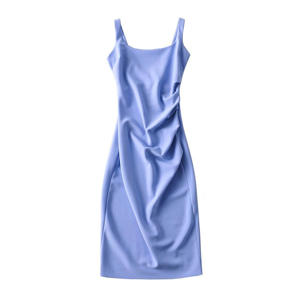 Damen figurbetontes Midi-Kleid mit elegantem Rüschendetail Drune