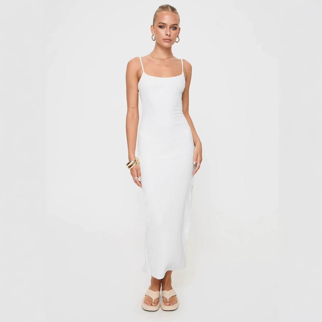 Damen Maxikleid mit schmalen Spaghettiträgern und figurumspielendem Schnitt Drune