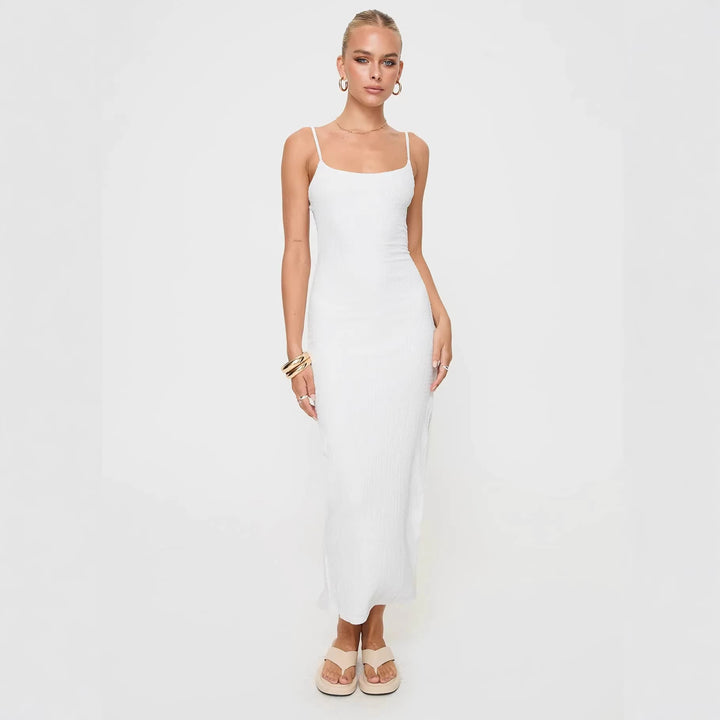 Damen Maxikleid mit schmalen Spaghettiträgern und figurumspielendem Schnitt Drune