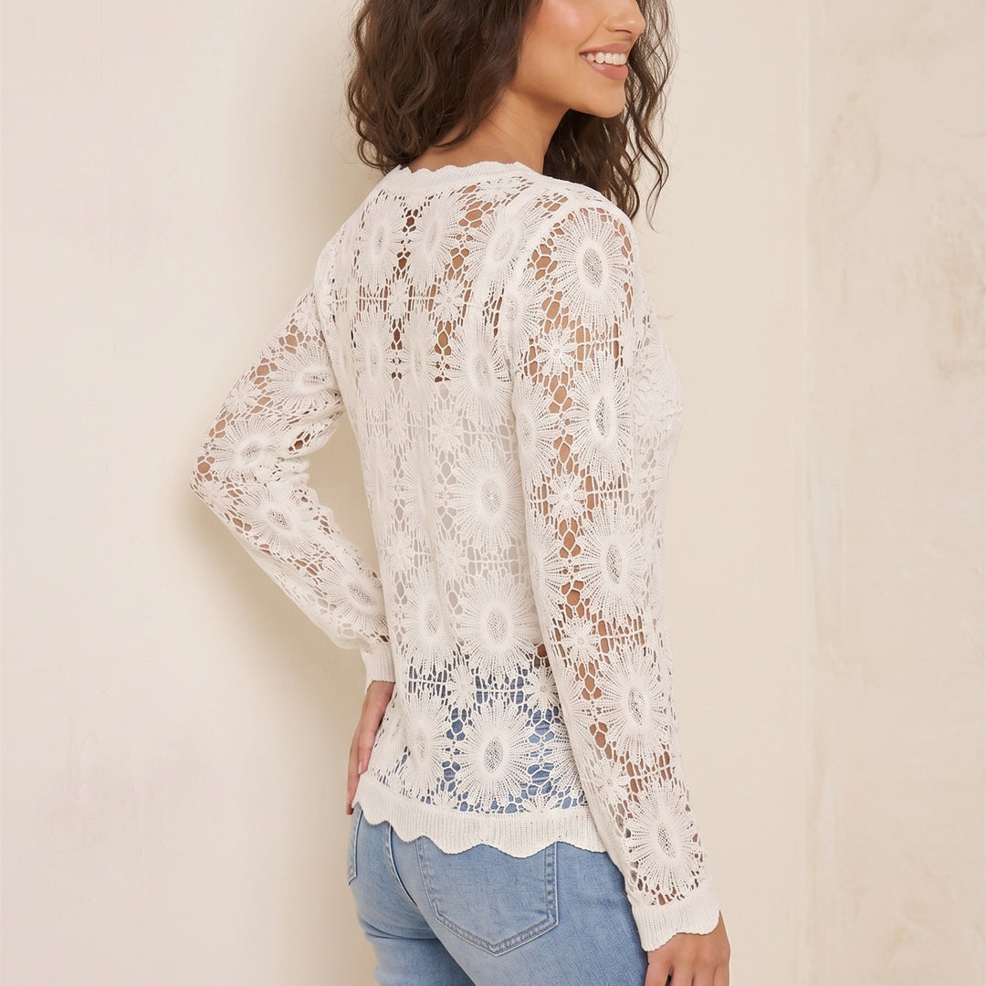 Damen filigrane Häkel-Cardigan Drune