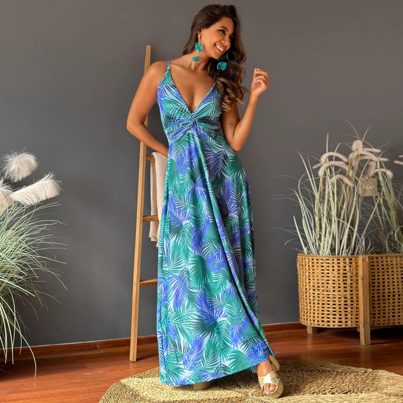 Damen Maxikleid mit verführerischem V-Ausschnitt und eleganter Drapierung Drune