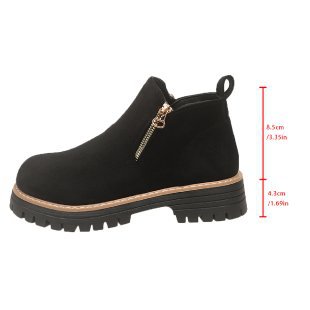 Damen nan knöchelhohe Wildlederimitat-Stiefelette mit seitlichem Reißverschluss, Zuglasche und robust profilierter Gummisohle Drune