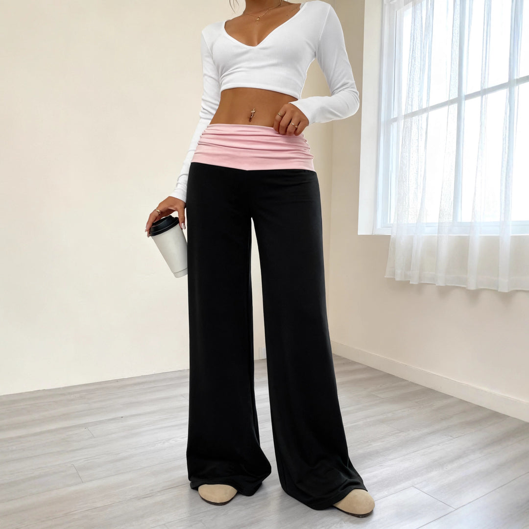 Damen Bequeme Loungehose mit hohem Bund Drune