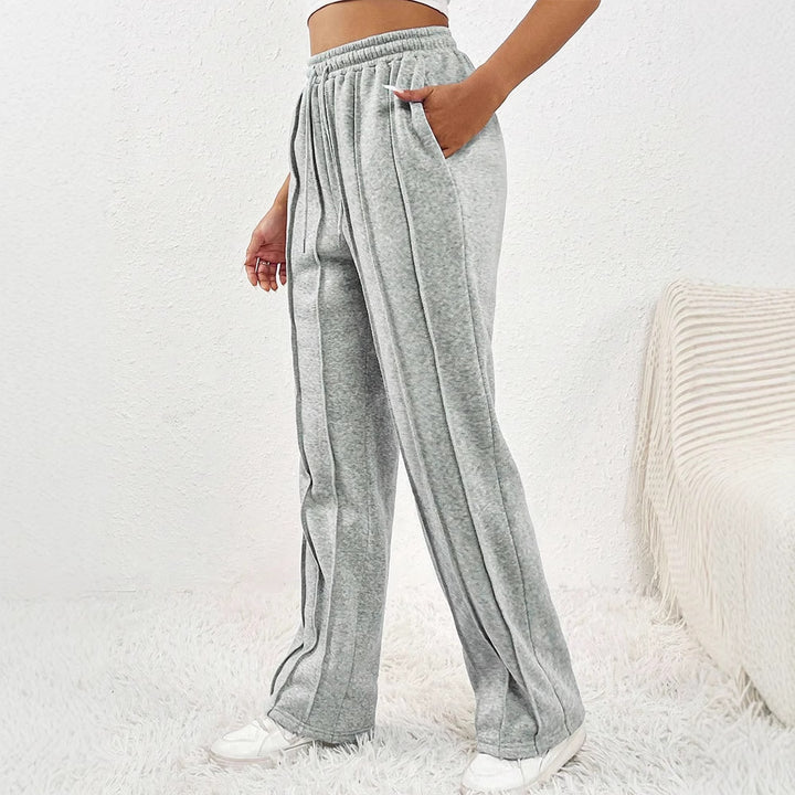 Damen lässige Plissee-Hose mit elastischem Bund Drune