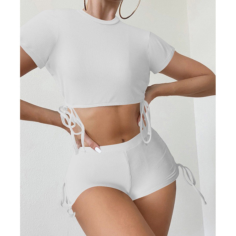 Damen Sportliches Crop-Top und Shorts-Set Drune