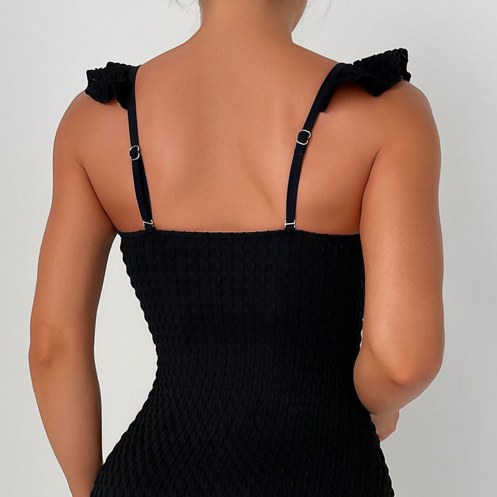 Damen luftiger Badeanzug mit raffinierten Rüschendetails Drune