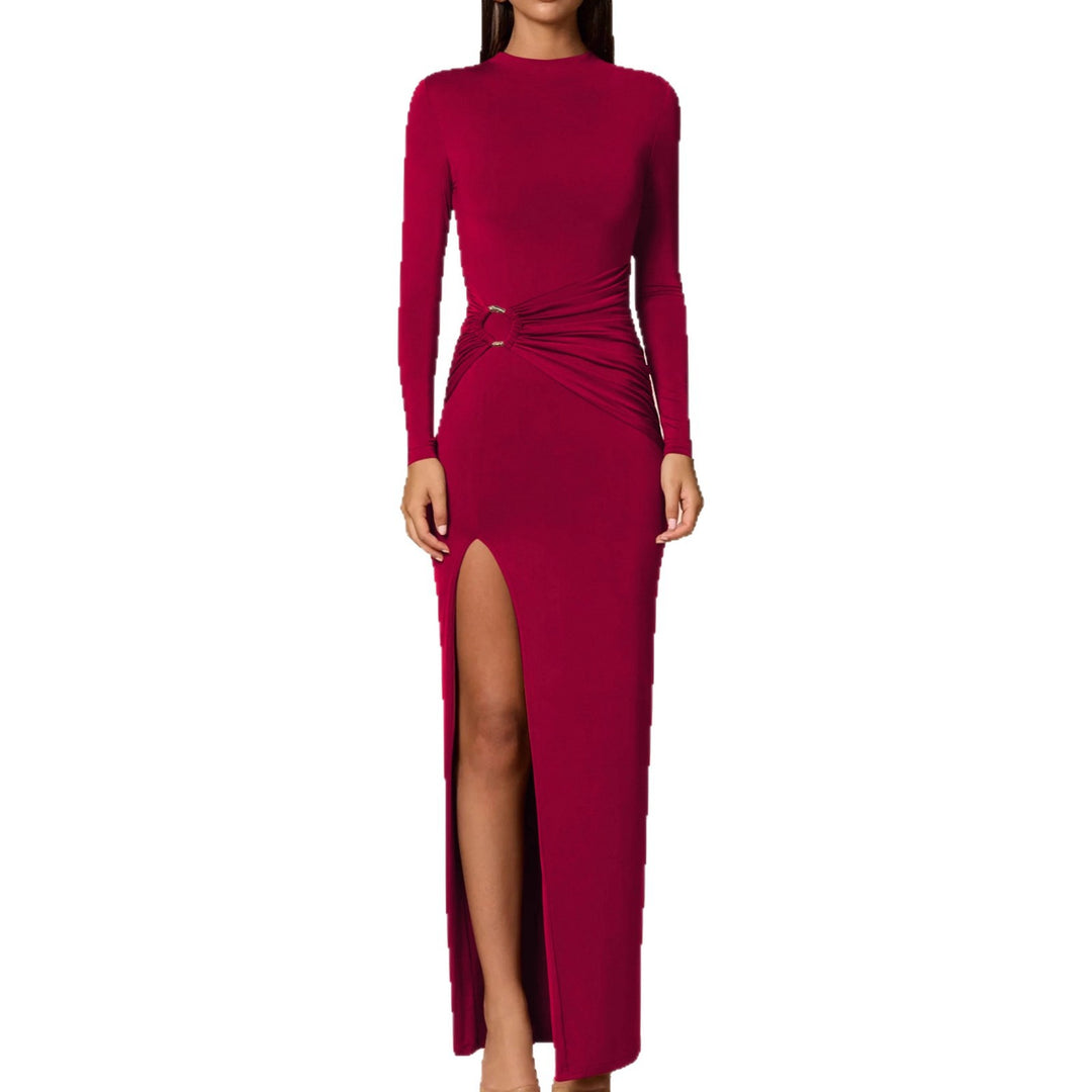 Damen Elegantes Maxikleid mit figurbetonendem Schnitt und hohem Schlitz Drune
