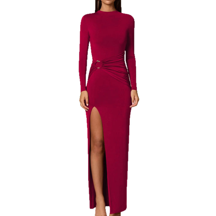 Damen Elegantes Maxikleid mit figurbetonendem Schnitt und hohem Schlitz Drune