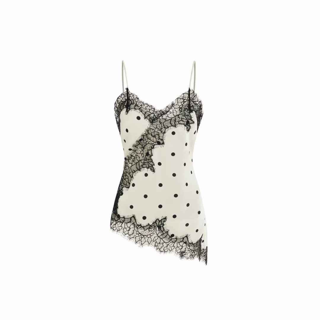 Damen Satin Top mit eleganter Spitze und Spaghettiträger Drune