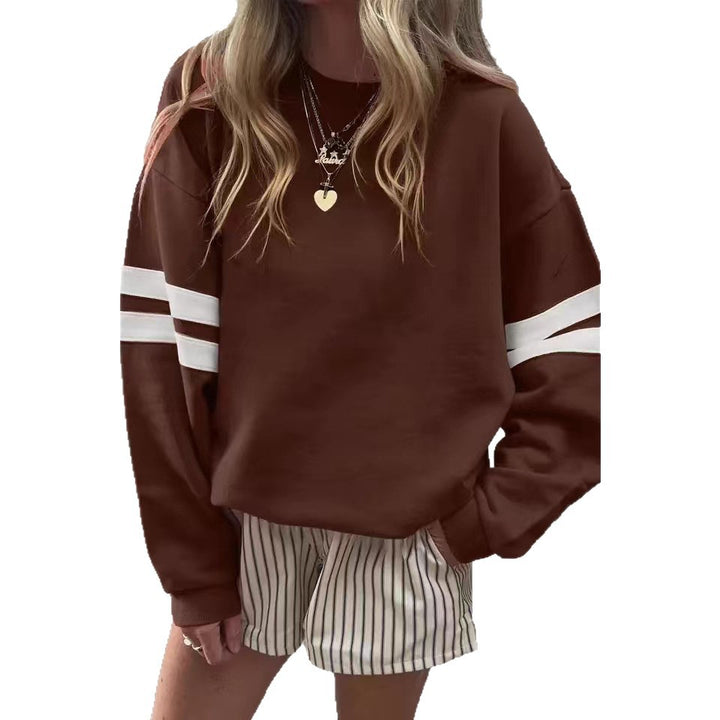 Damen lässiger Sweatshirt mit gestreiften Details und weitem Schnitt Drune