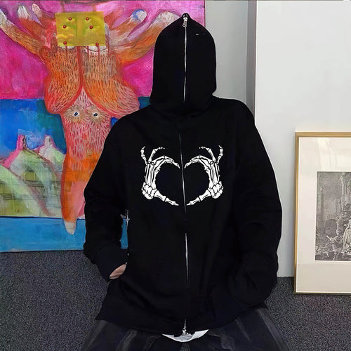 Damen Kapuzenjacke mit auffälligem Skelettmotiv Drune