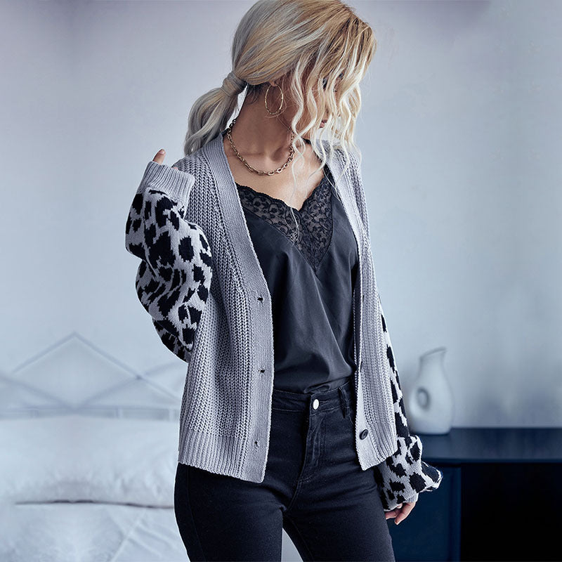 Damen Strickjacke mit animalischem Muster und lässigem Schnitt Drune