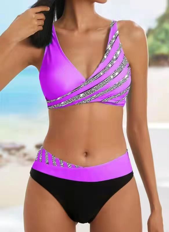 Damen Sportlicher Bikini mit modischem Wickeloberteil Drune