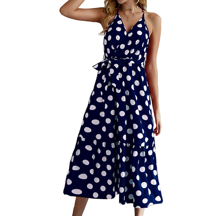 Damen Maxikleid mit Polka-Dots und Rüschen von Drune