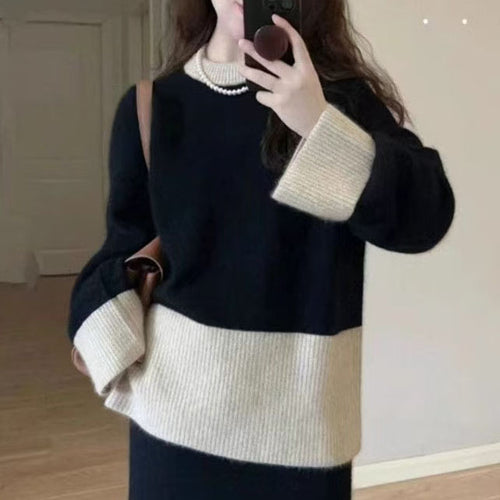 Damen Kuscheliger Strickpullover mit hohem Kragen und feiner Rippenstruktur Drune