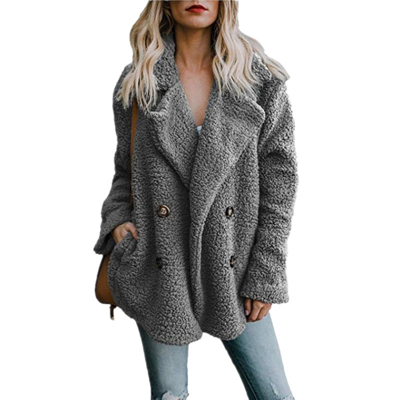 Damen kuschelige Bouclé-Jacke Drune