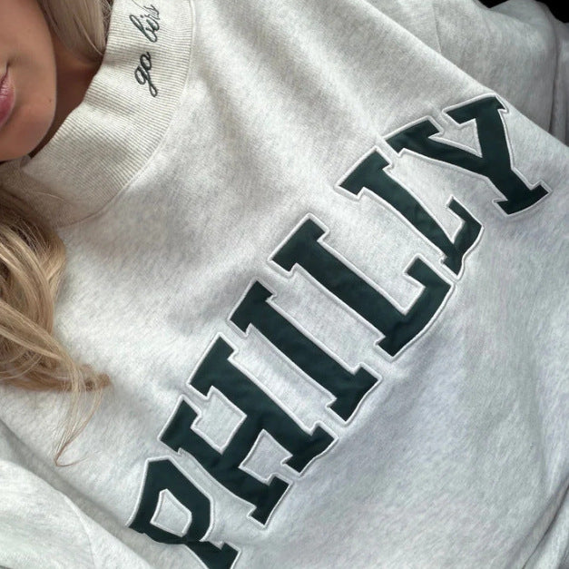 Damen Oversized Sweatshirt mit trendigem Schriftzug Drune