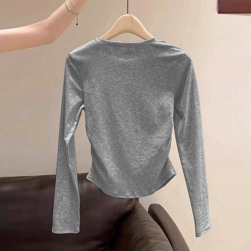 Damen gemütliches Longsleeve Oberteil mit Rundhalsausschnitt Drune