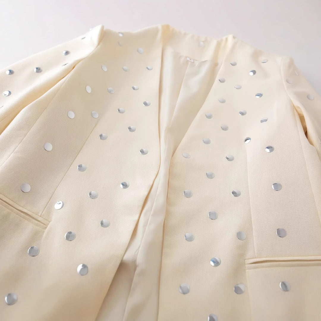 Damen elegante Blazerjacke mit funkelnden Pailletten Drune