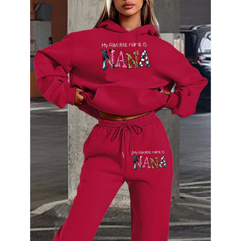 Damen Jogginganzug mit kreativem Schriftzug und bequemer Passform Drune