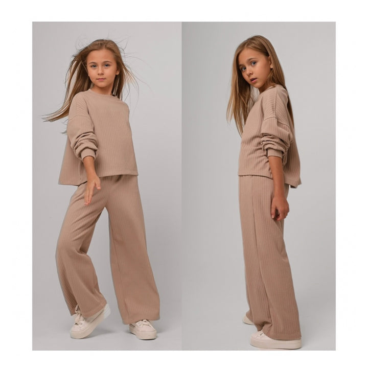 Damen lässiges gestreiftes Loungewear-Set mit weit geschnittenen Hosen Drune