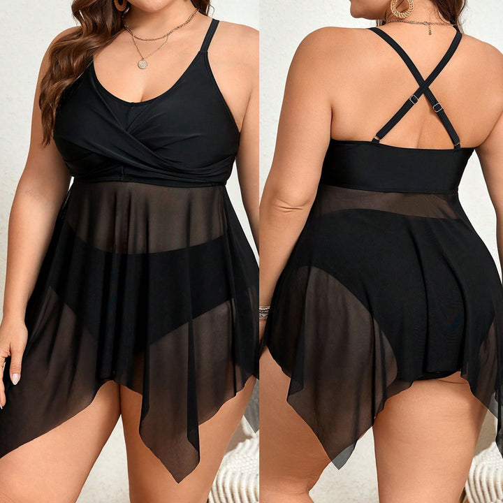 Damen Strandkleid mit transparentem Überrock Drune
