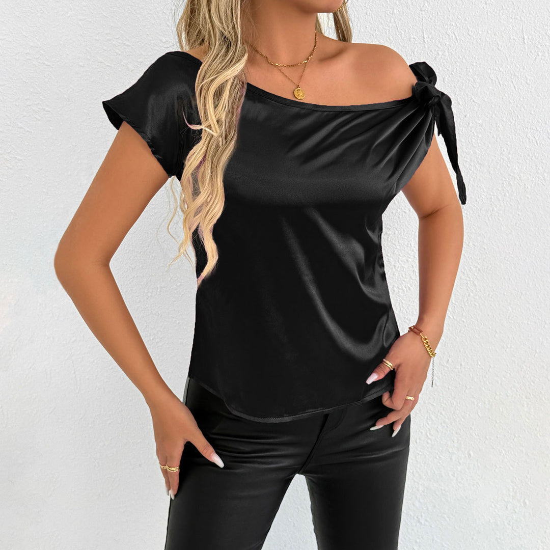 Damen Off-Shoulder Bluse mit Schleifenärmeln Drune