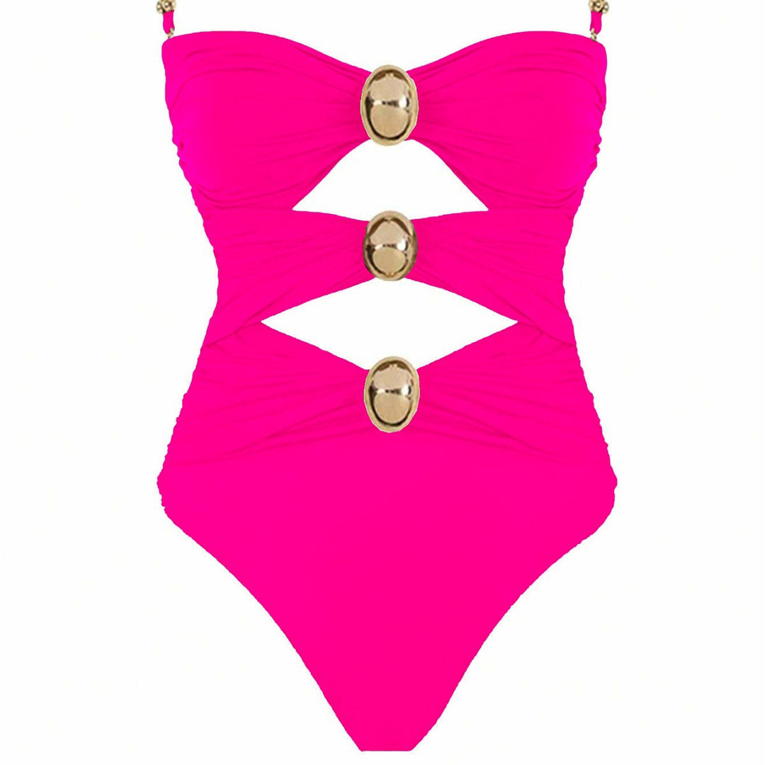 Damen Einteiler-Badeanzug mit raffinierten Cut-Outs und dekorativen Metallakzenten Drune
