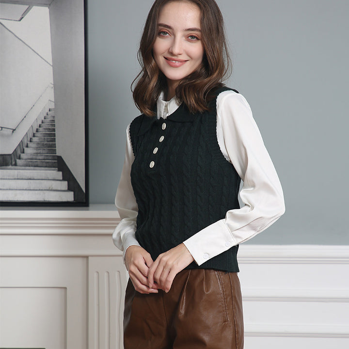 Damen Stricktop mit Kollo Drune