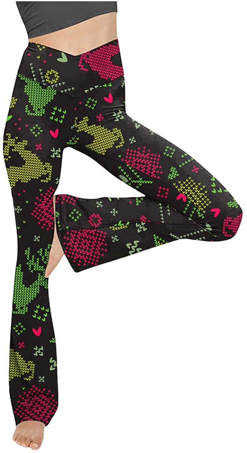 Damen Bootcut Yoga-Hose aus elastischem Material mit hohem Bund Drune