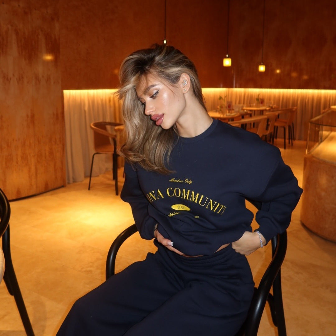 Damen Oversized Sweatshirt und lässige Freizeithose Set Drune