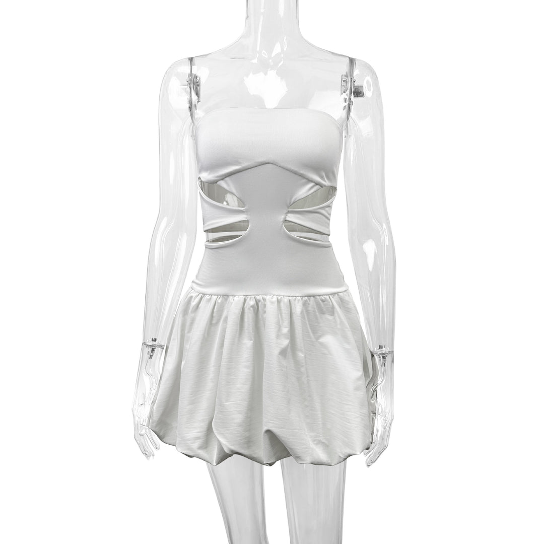 Damen Bandeau Mini Kleid mit Cut-Out-Details und voluminösem Rock Drune