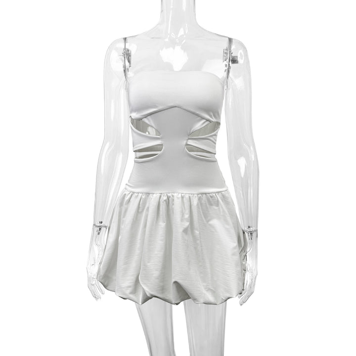Damen Bandeau Mini Kleid mit Cut-Out-Details und voluminösem Rock Drune