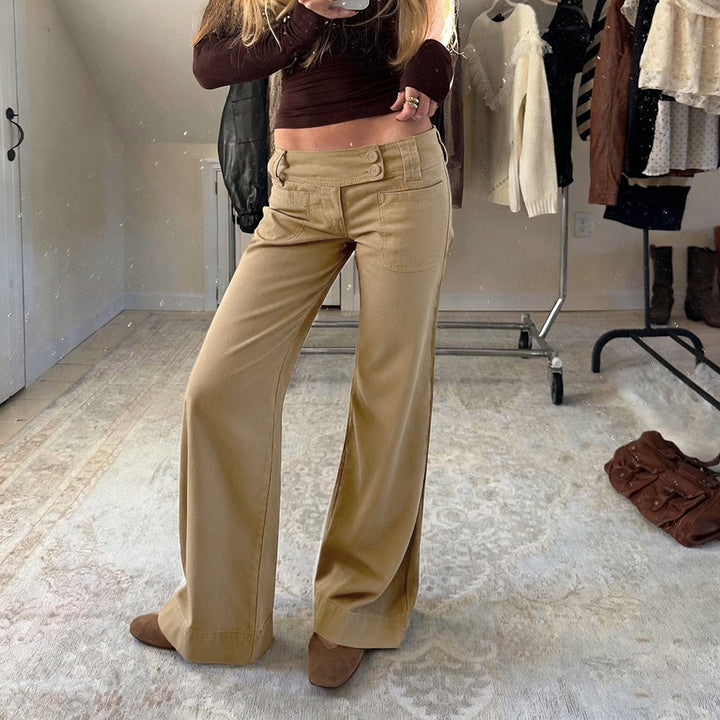 Damen weite Baumwollhose mit eleganter Schnittführung und praktischen Taschen Drune
