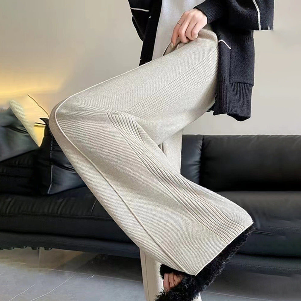 Damen weite Strickhose mit strukturiertem Design Drune