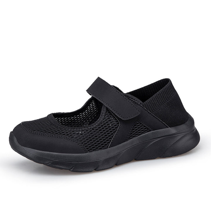 Damen nan Komfort-Riemchen-Sneaker mit Klettverschluss nahtlosem Strickschaft und dämpfender Leichtsohle Drune