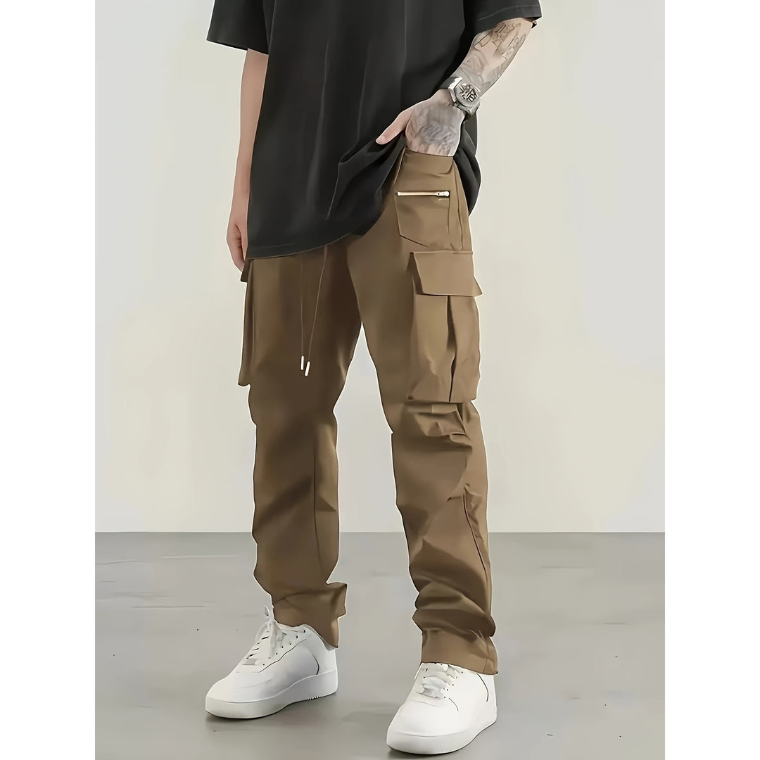 Herren moderne Cargo-Hose mit multifunktionalen Taschen und elastischem Bund Drune