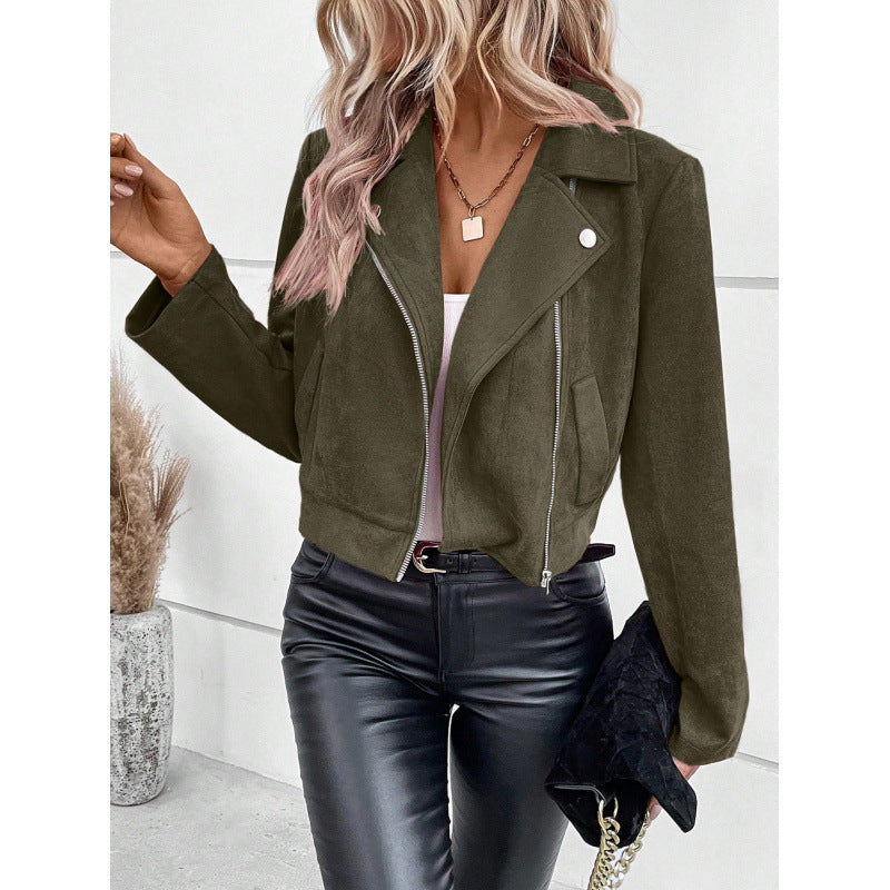 Damen kurz geschnittene Wildlederjacke Drune