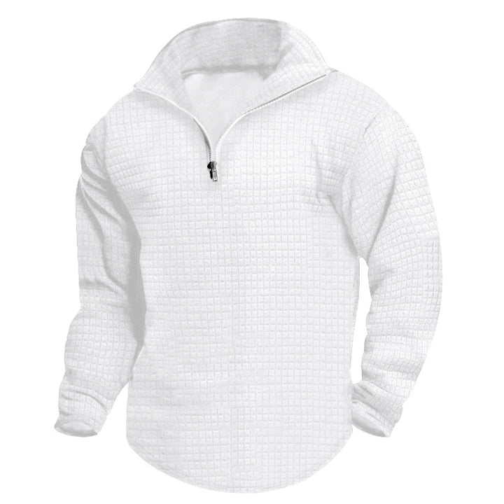 Herren nan thermoregulierender Waffel-Halbzip-Pullover mit Stehkragen und gerundetem Saum Drune