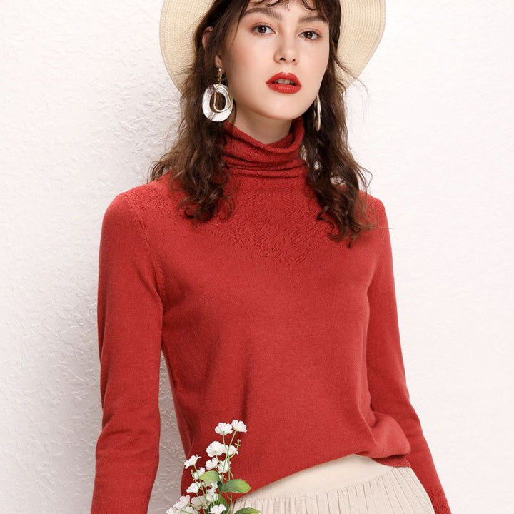 Damen Rollkragenpullover mit feinem Strukturmuster Drune