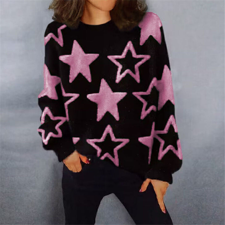 Damen Bequemer Strickpullover mit starigem Muster und lässigem Schnitt Drune