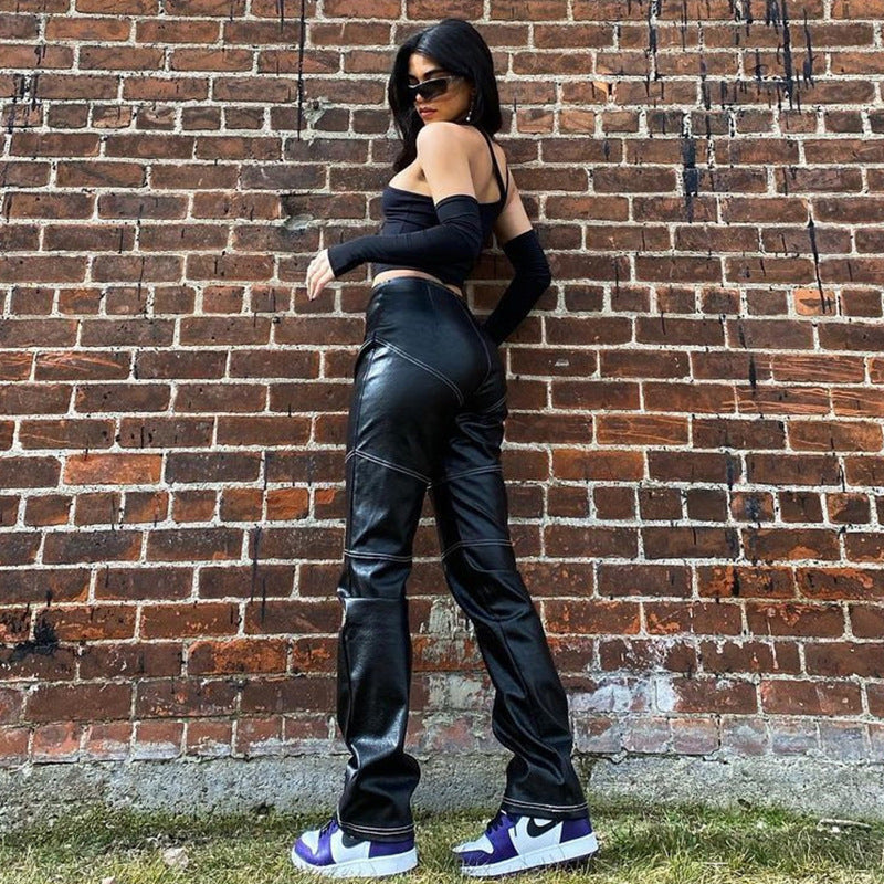Damen Asymmetrisches Crop-Top mit langen Ärmeln Drune