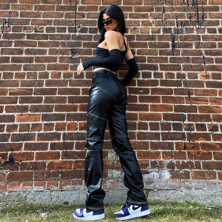 Damen Asymmetrisches Crop-Top mit langen Ärmeln Drune