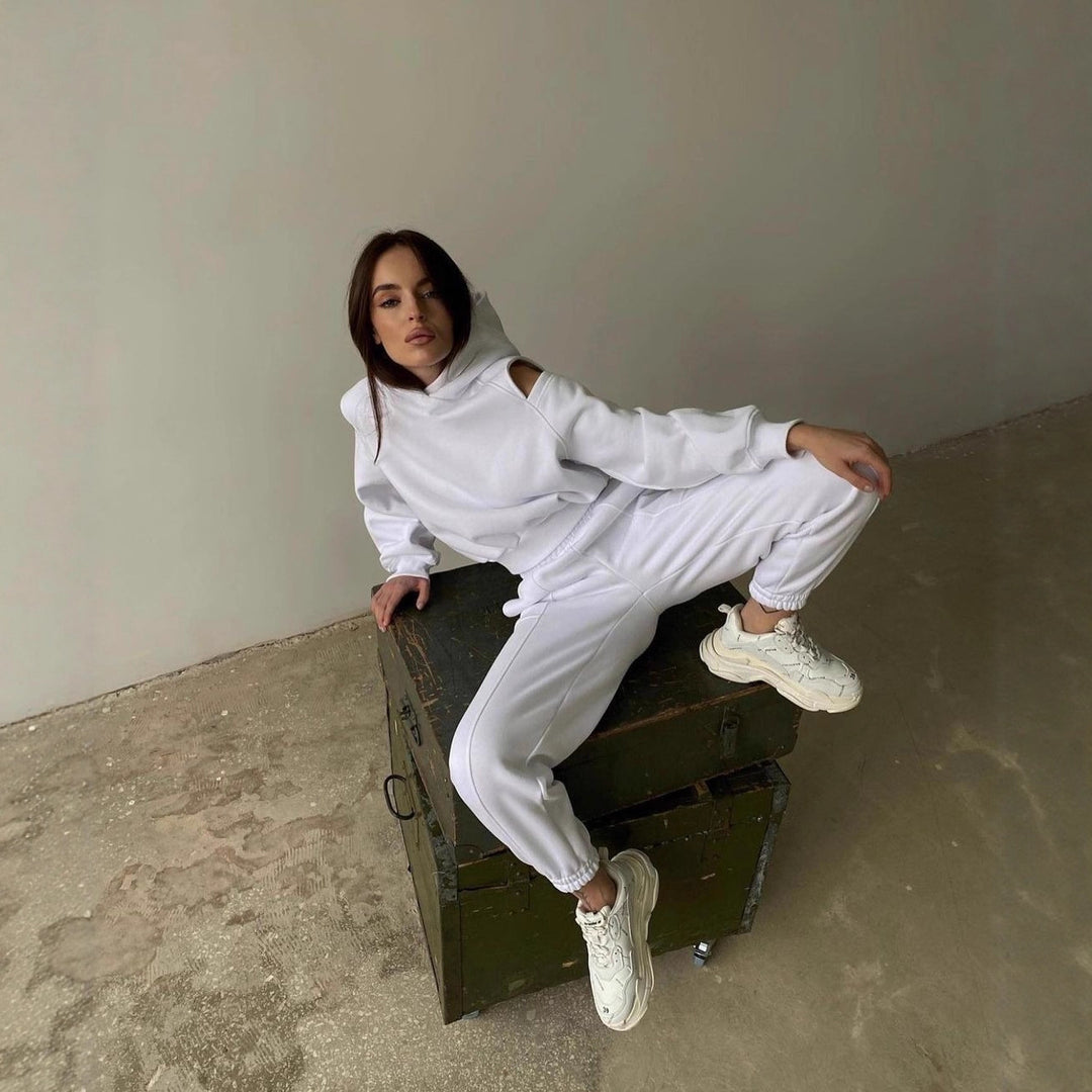Damen Sportliches Sweatshirt und Jogginghose Set Drune