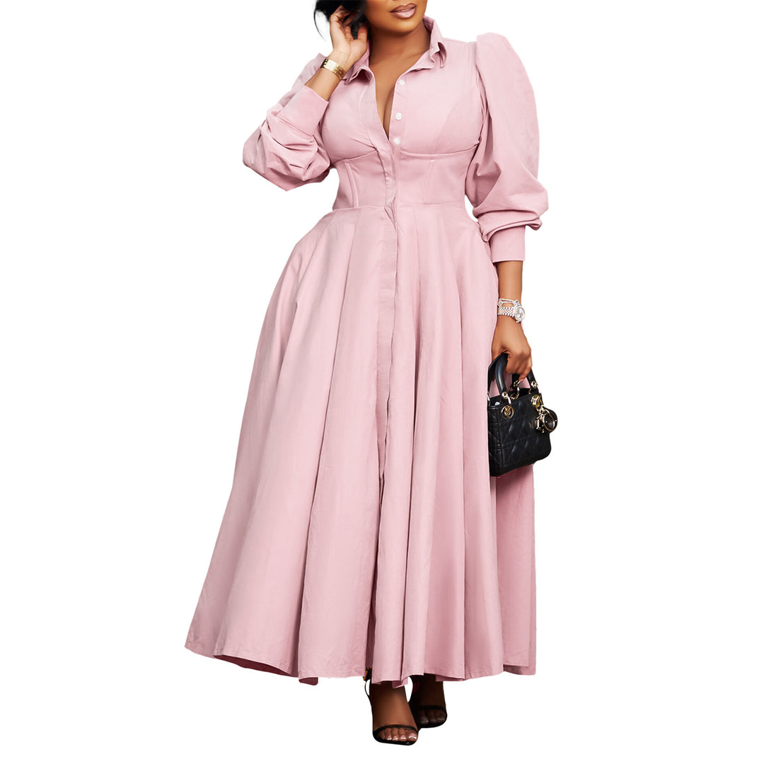 Damen Hemdkleid im eleganten Maxi-Format mit betontem Taillenbund Drune