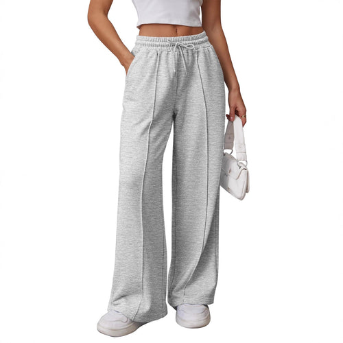 Damen nan Palazzo-Jogginghose mit doppeltem Komfortbund, Ziernahtvorderseite und Eingrifftaschen Drune
