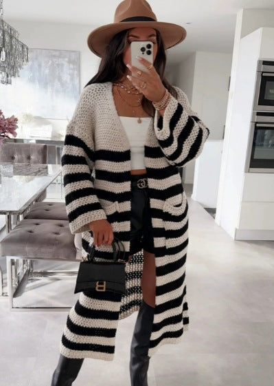 Damen Grobstrickjacke im eleganten Streifenmix Drune