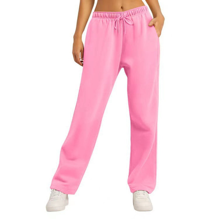 Damen nan weite High‑Waist Loungewear‑Jogginghose mit elastischem Bund Kordelzug und Seitentaschen Drune